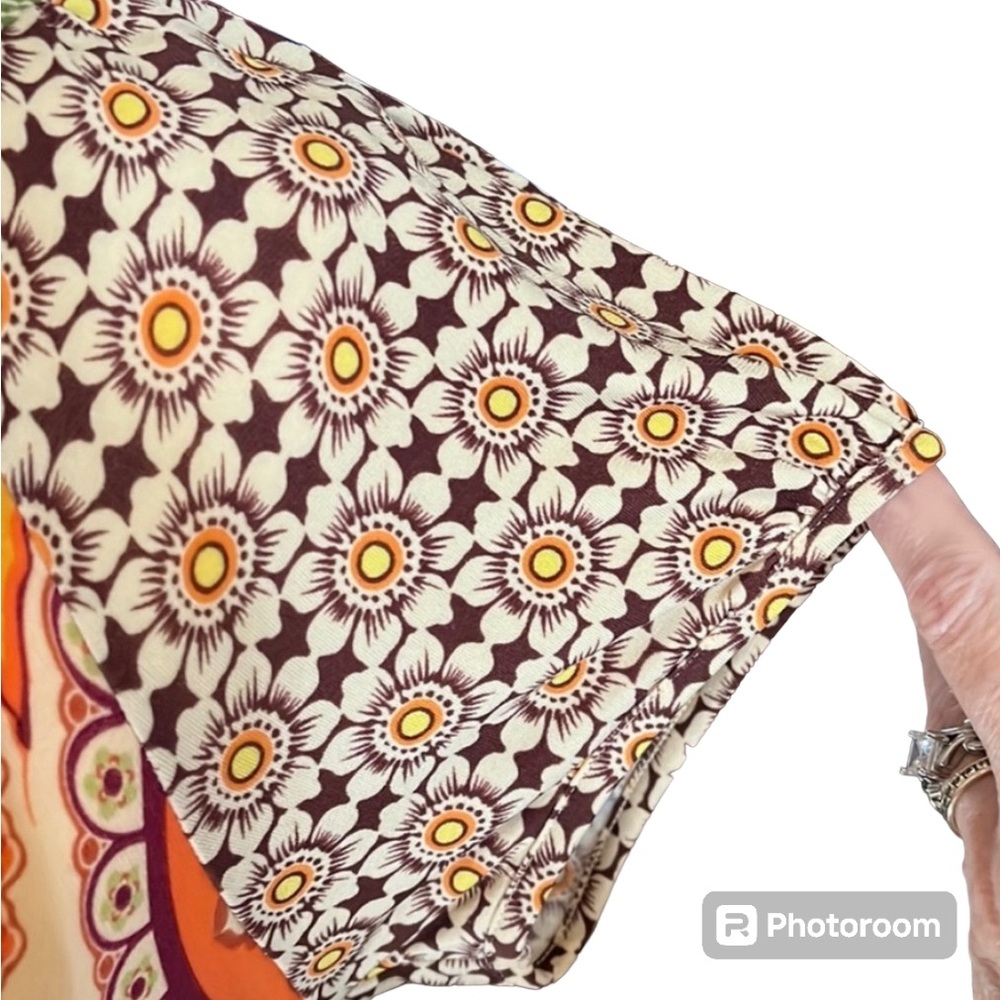 Dressbarn Orange Boho Paisley Print Dress Size 12 - Picture 9 of 14